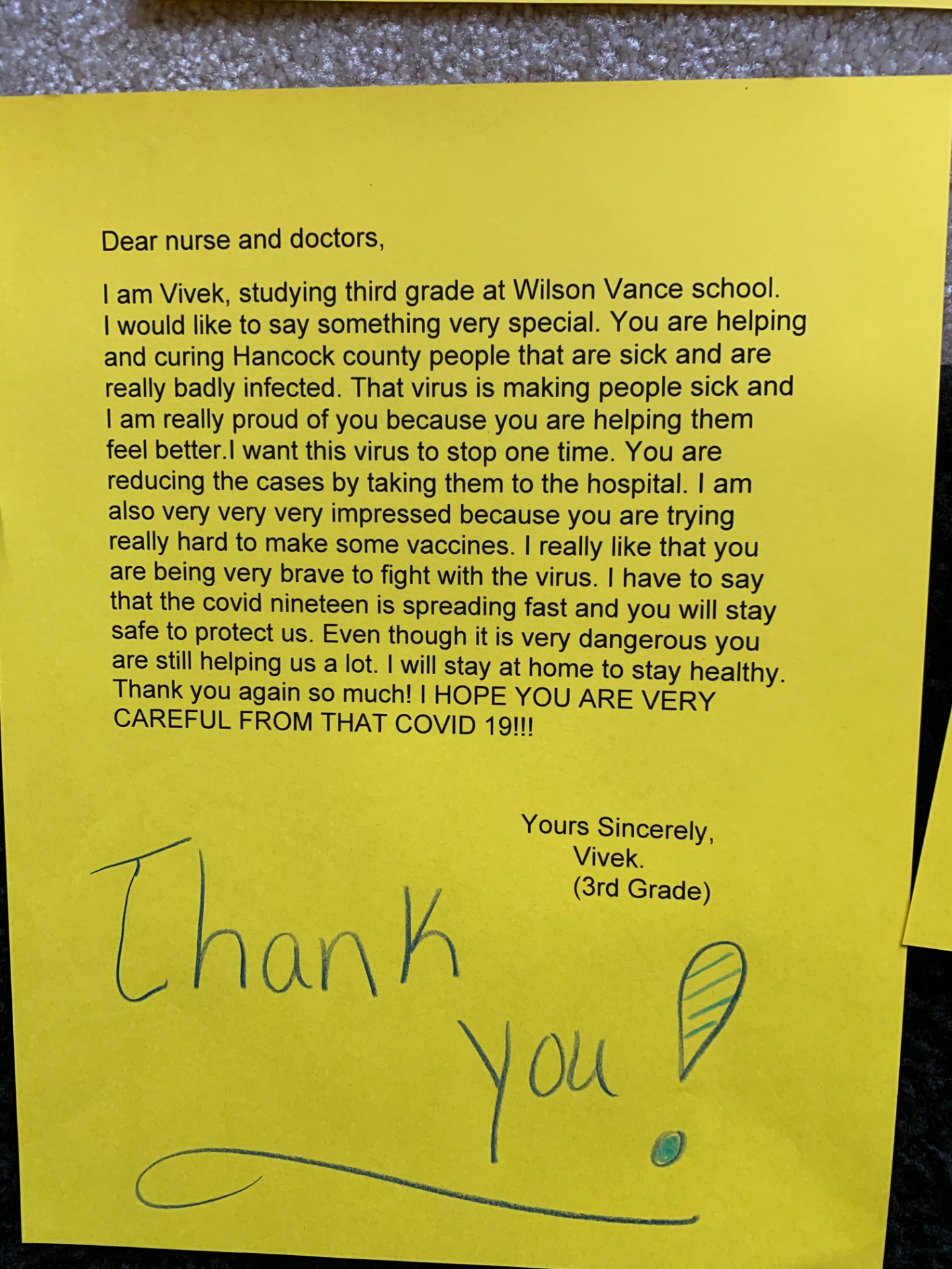 Students Write Letters Of Appreciation To Frontline